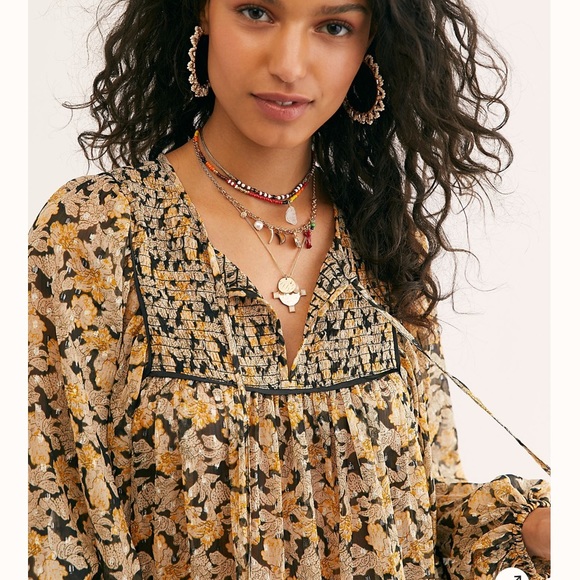 Free People | Dresses | New Free People Floral Free Swinging Mini Dress ...